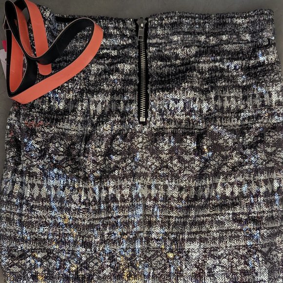 Sequin Skirt with Zipper: Siver & Grey - Picture 2 of 10